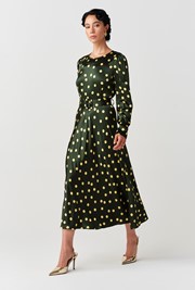 Sophia Polka Dot Belted Midi Dress