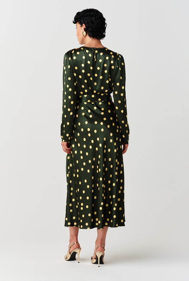 Sophia Polka Dot Belted Midi Dress
