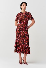 Jasmine Floral Print Crepe Midi Dress