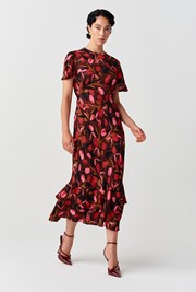 Jasmine Floral Print Crepe Midi Dress