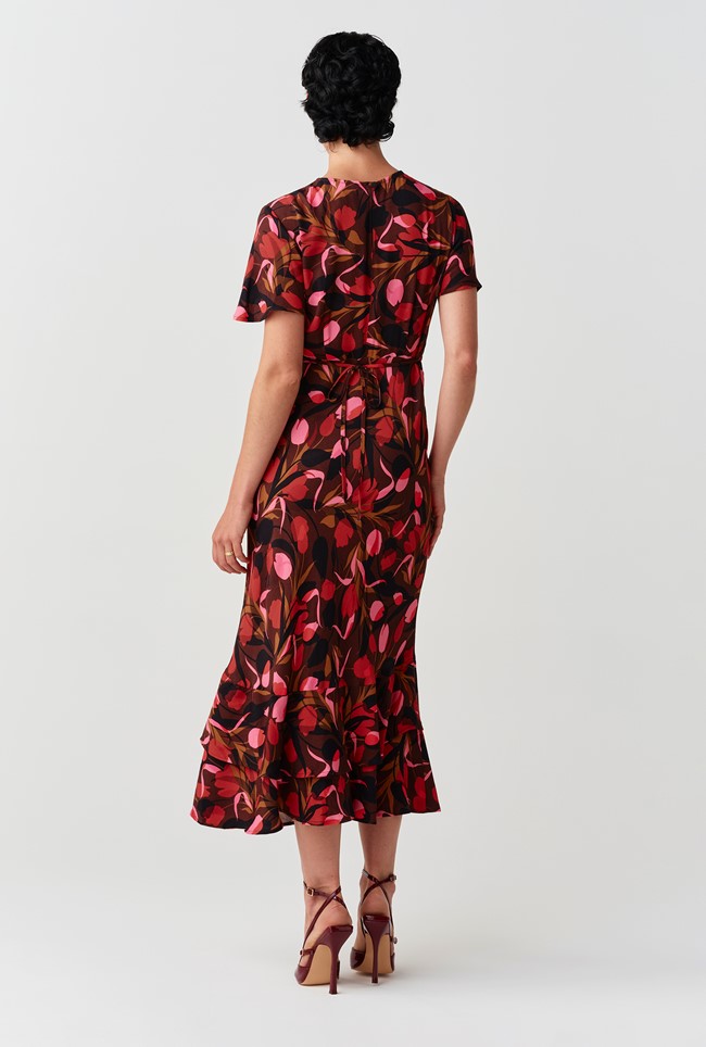Jasmine Floral Print Crepe Midi Dress