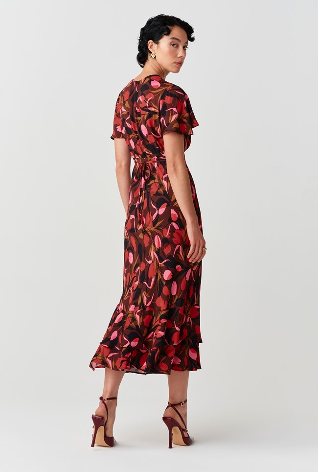 Jasmine Floral Print Crepe Midi Dress
