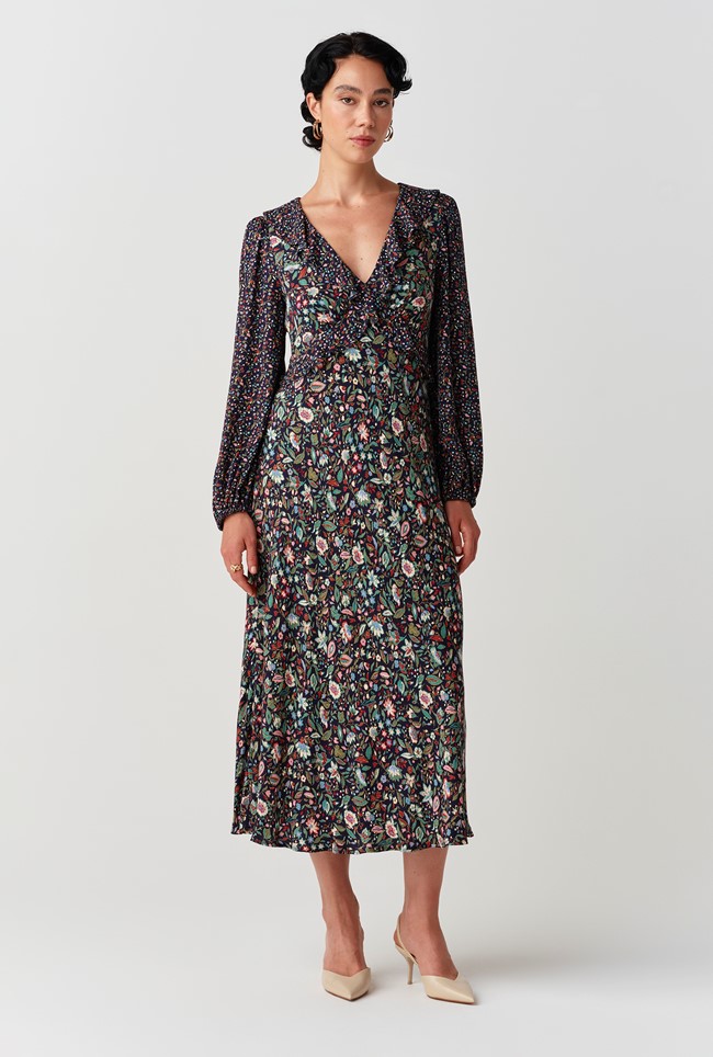 Jemma Floral Crepe Midi Dress