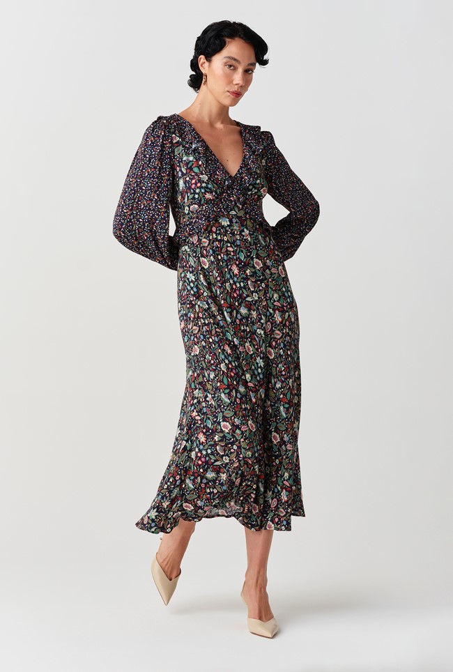 Jemma Floral Crepe Midi Dress