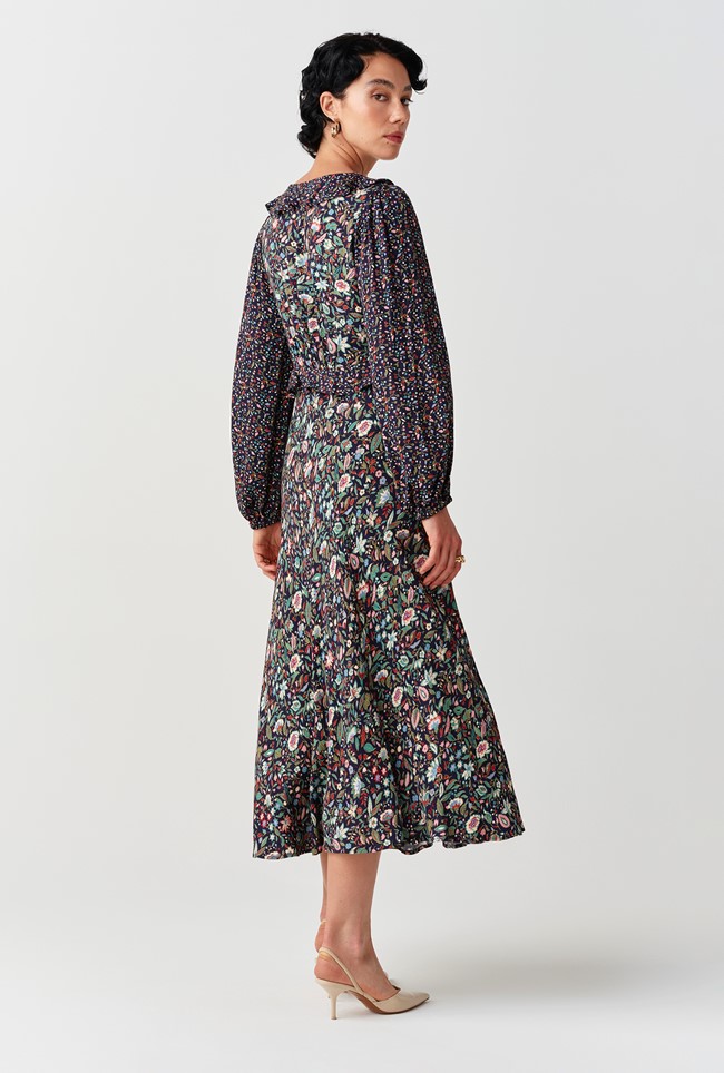 Jemma Floral Crepe Midi Dress