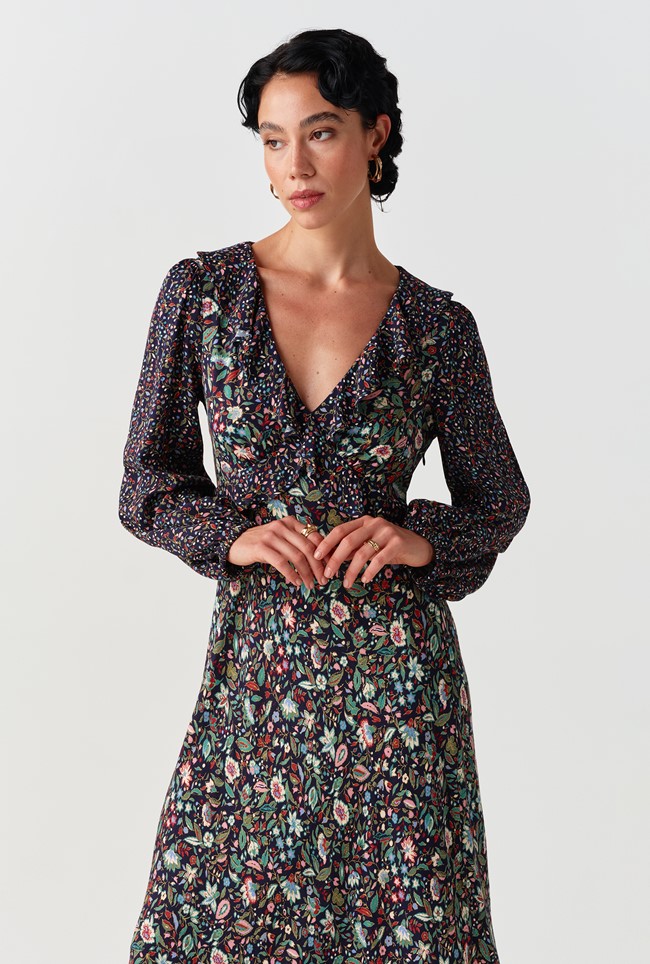Jemma Floral Crepe Midi Dress