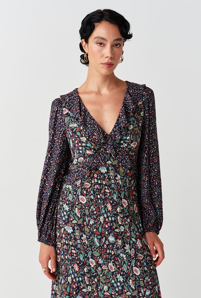 Jemma Floral Crepe Midi Dress