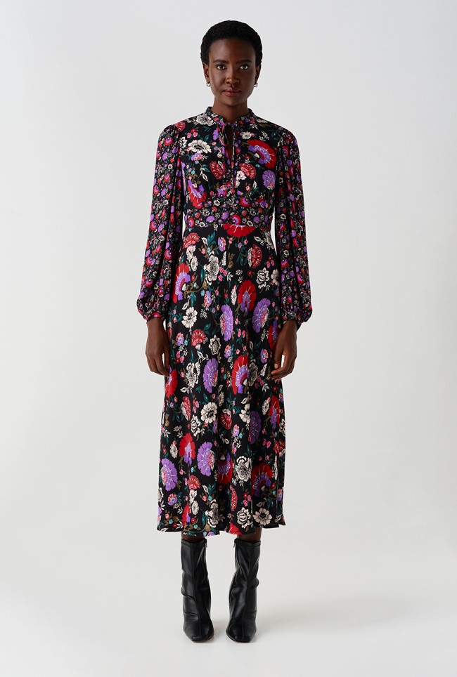 Aimee Paisley Crepe Midi Dress