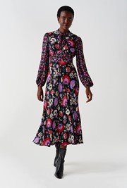 Aimee Paisley Crepe Midi Dress