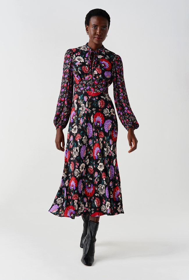 Aimee Paisley Crepe Midi Dress