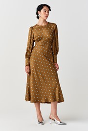 Fiona Spot Print Satin Midi Dress