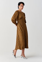 Fiona Spot Print Satin Midi Dress