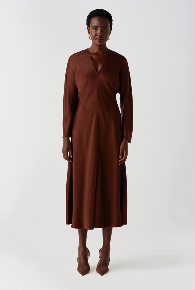 Hatty Long Sleeve Satin Midi Dress