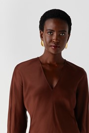 Hatty Long Sleeve Satin Midi Dress