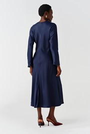 Hatty Long Sleeve Satin Midi Dress