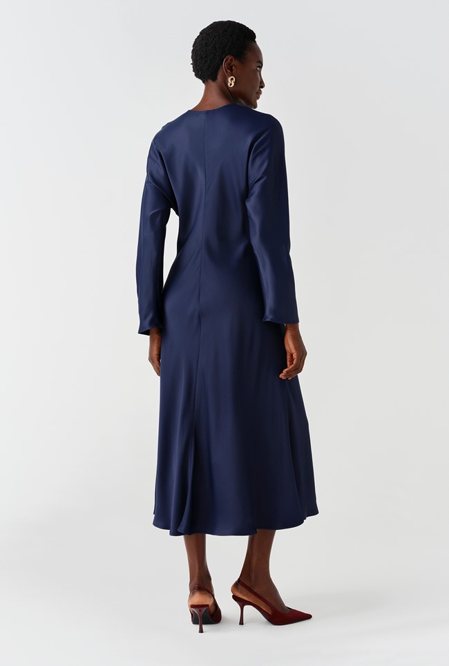 Hatty Long Sleeve Satin Midi Dress
