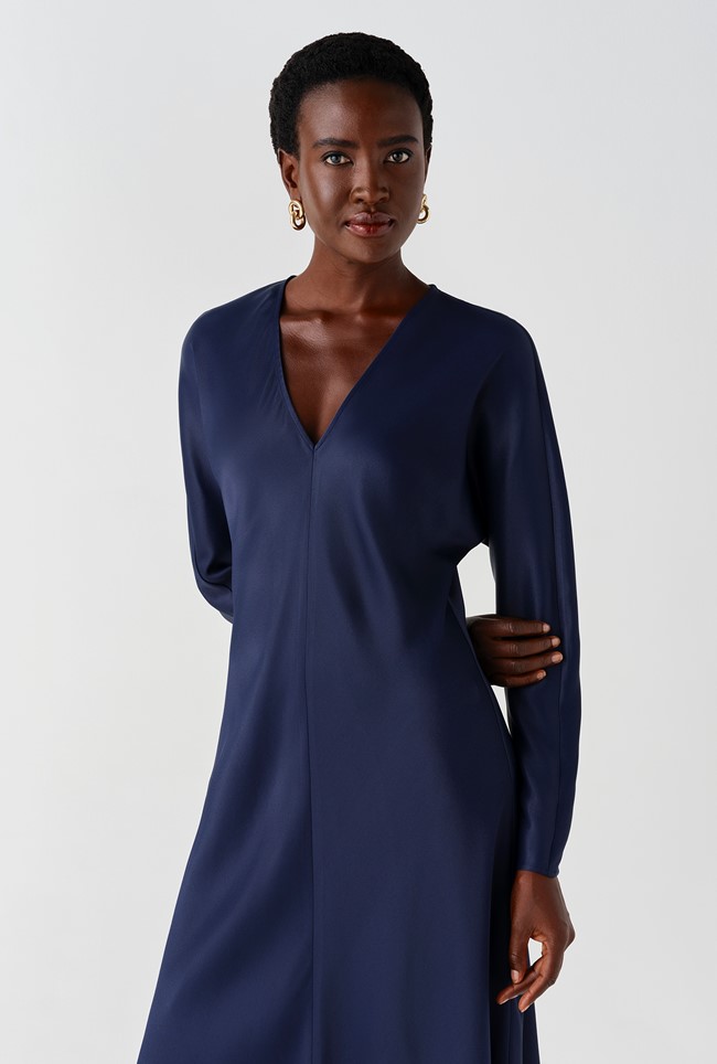 Hatty Long Sleeve Satin Midi Dress