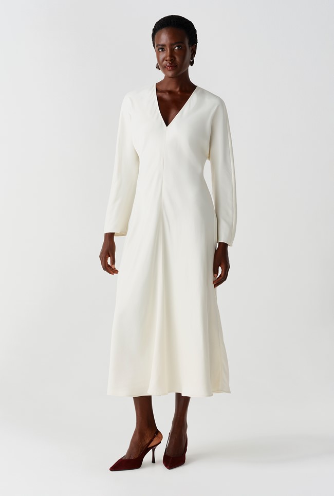 Hatty Long Sleeve Satin Midi Dress