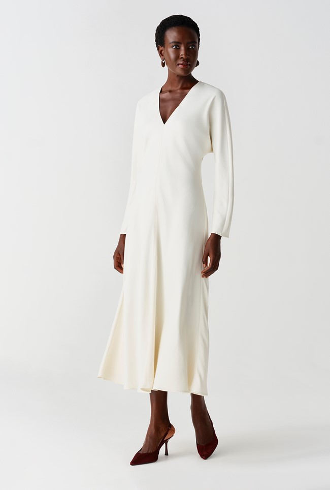 Hatty Long Sleeve Satin Midi Dress