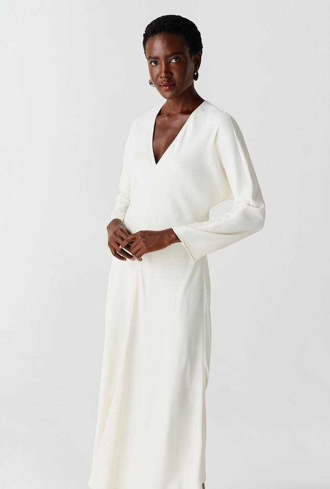 Hatty Long Sleeve Satin Midi Dress