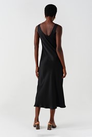 Palm Satin Sleeveless Slip Midi Dress