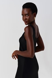 Palm Satin Sleeveless Slip Midi Dress