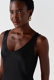 Palm Satin Sleeveless Slip Midi Dress