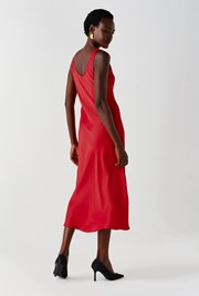 Palm Satin Sleeveless Slip Midi Dress