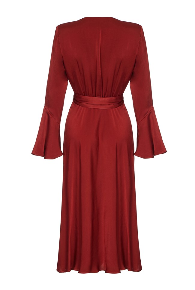 Annabelle Russet Brown Satin Dress | Ghost London