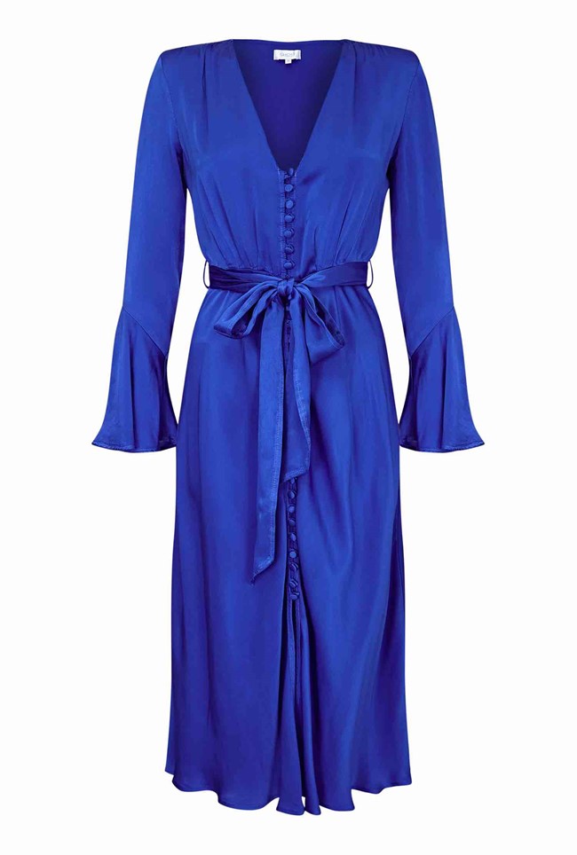 Annabelle Electric blue Satin Dress | Ghost London