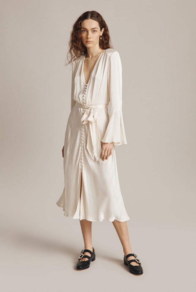 Annabelle Ivory Satin Dress | Ghost London