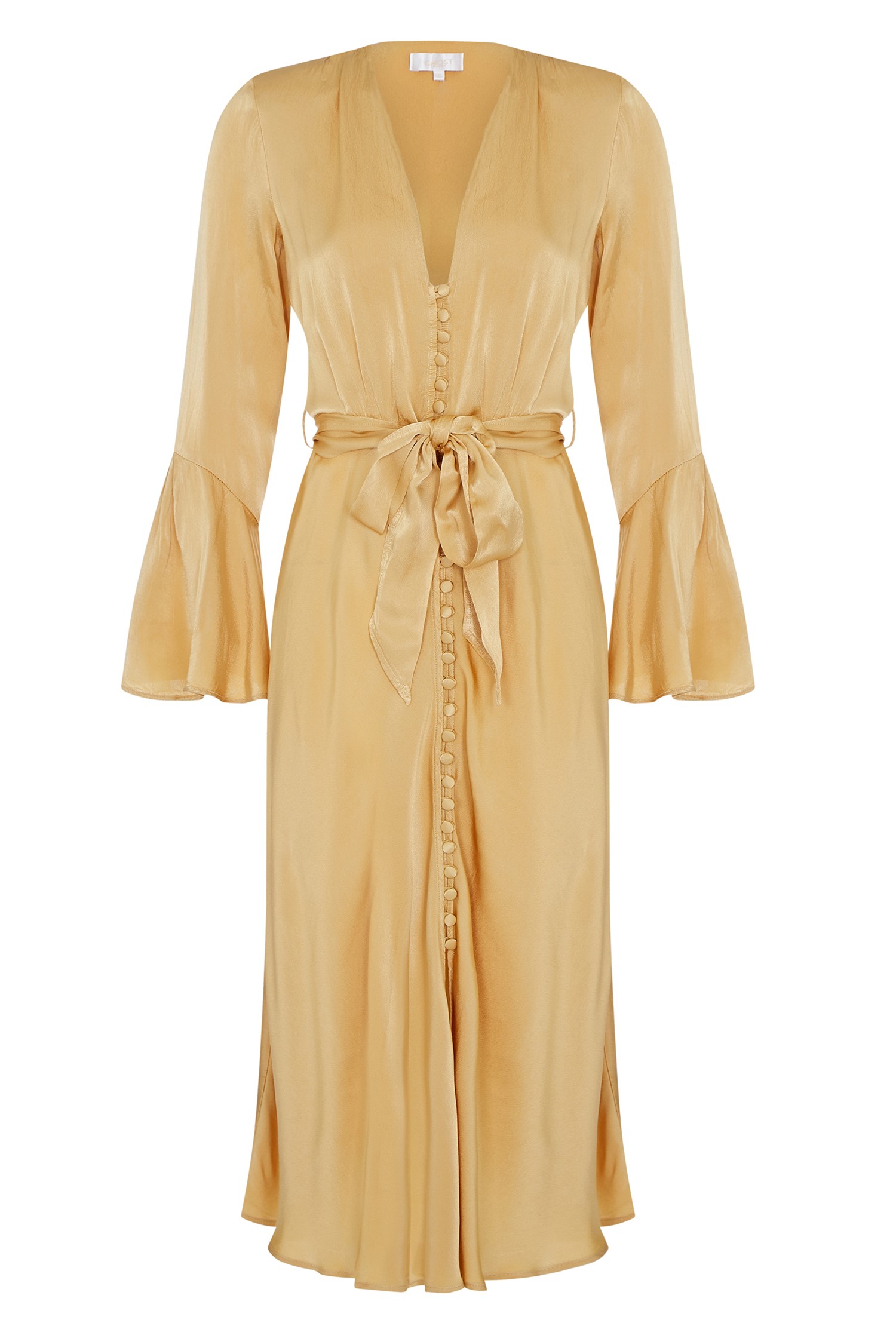 Annabelle Caramel Satin Dress Ghost London