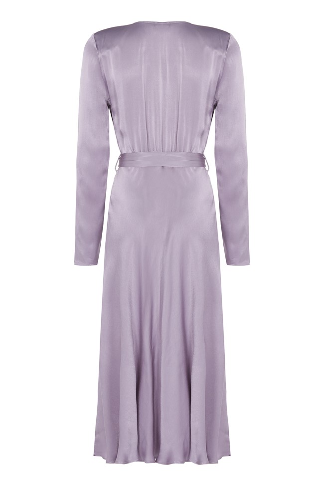 Meryl Lavender Midi Dress w/ Wrap Tie | Ghost London