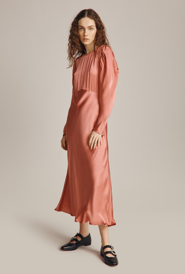 Rosaleen Pink Satin Dress | Ghost London