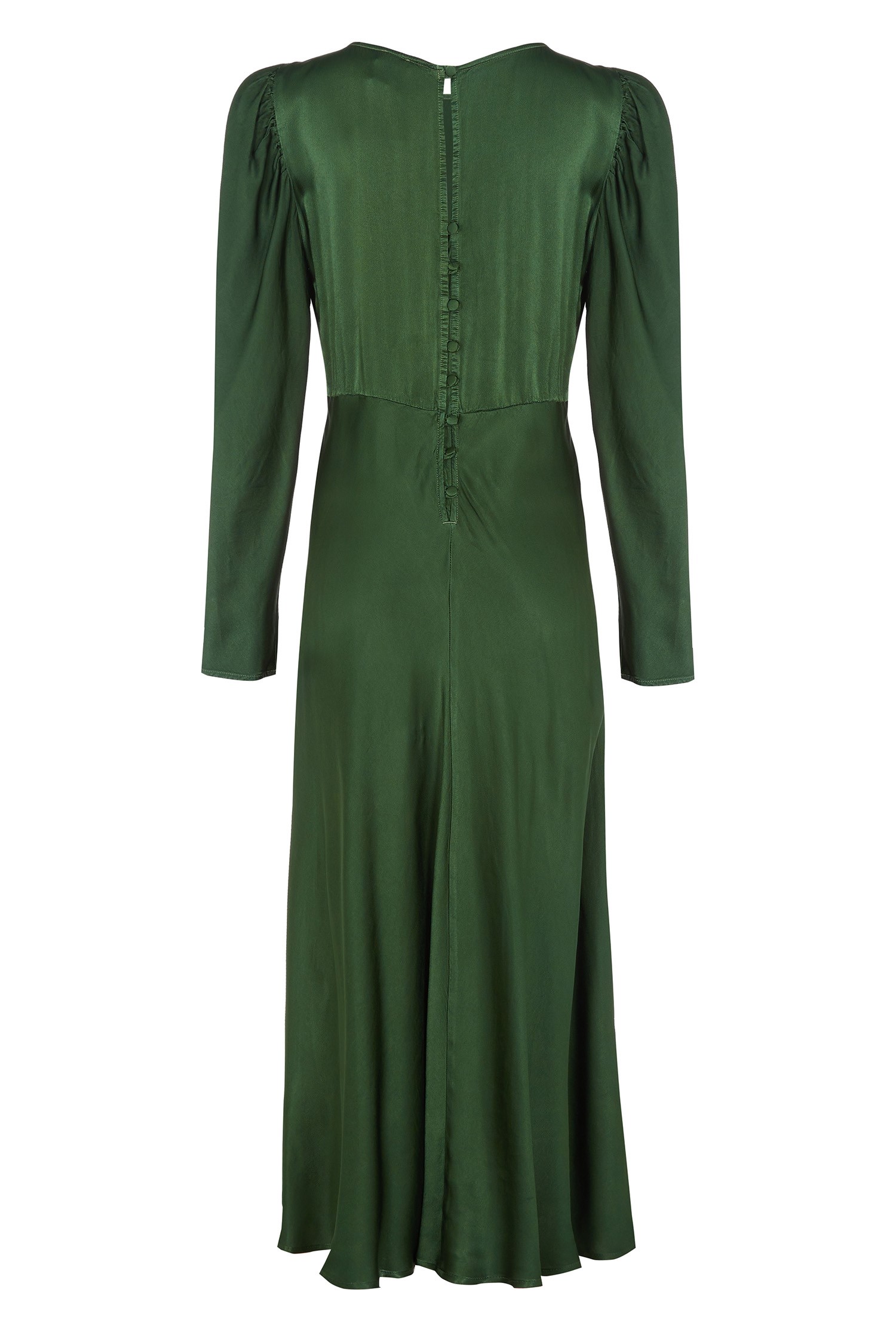 Rosaleen Dark Green Satin Dress | Ghost London