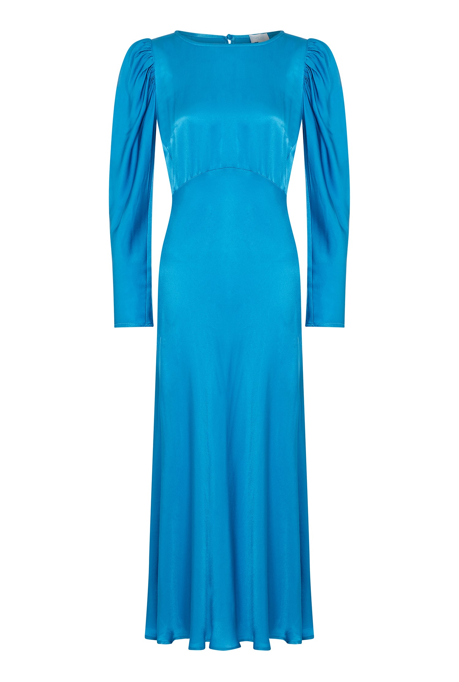 Rosaleen Turquoise Satin Dress | Ghost London