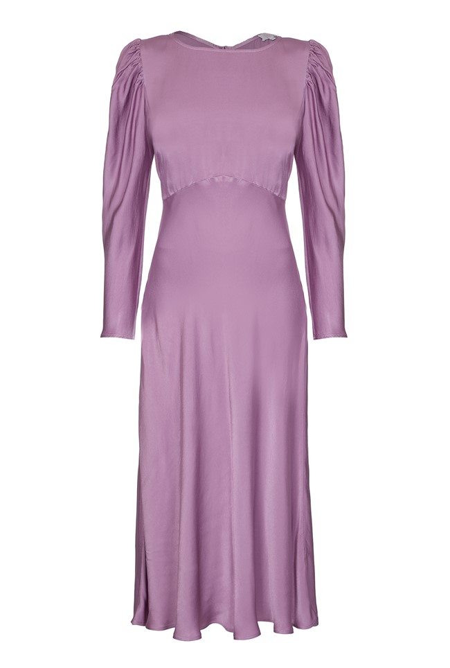 Rosaleen Lavender Satin Dress | Ghost London