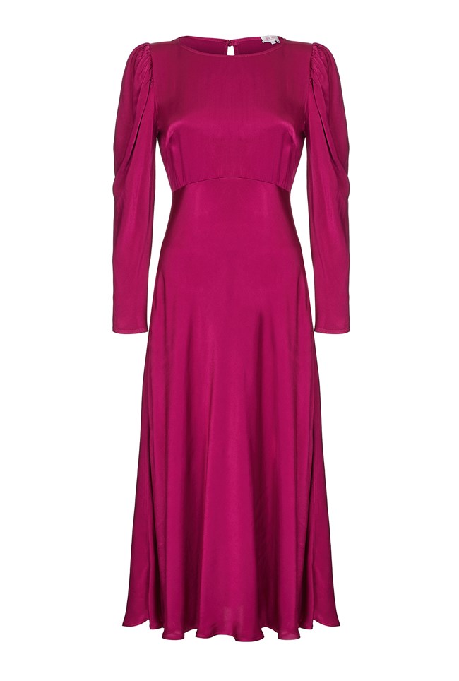 Rosaleen Boysenberry Satin Dress | Ghost London