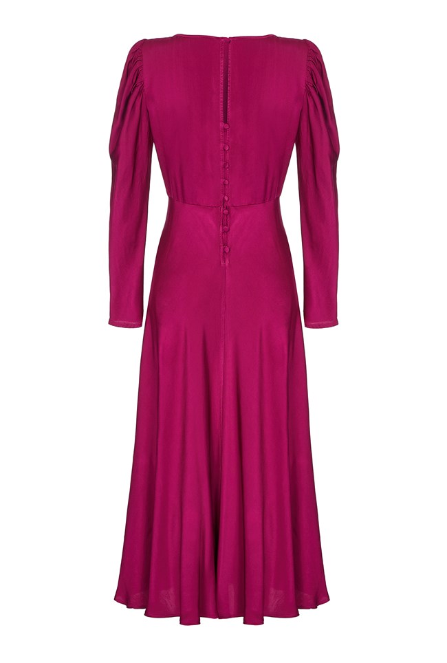 Rosaleen Boysenberry Satin Dress | Ghost London