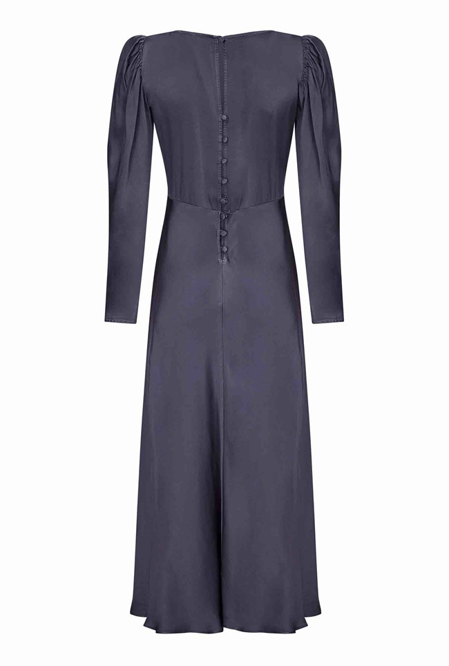 Rosaleen Deep Mauve Satin Dress | Ghost London