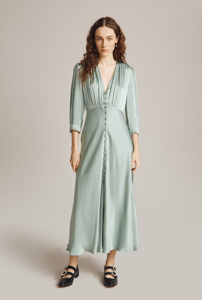 Madison Sage Green Dress | Ghost London