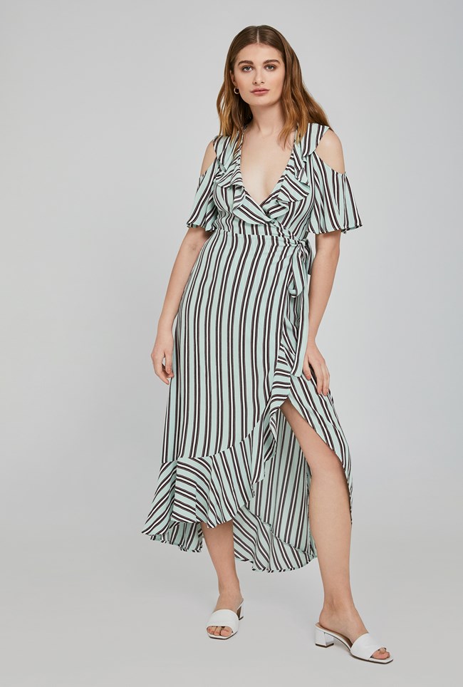 Lydia Striped Cold Shoulder Maxi Dress | Ghost London