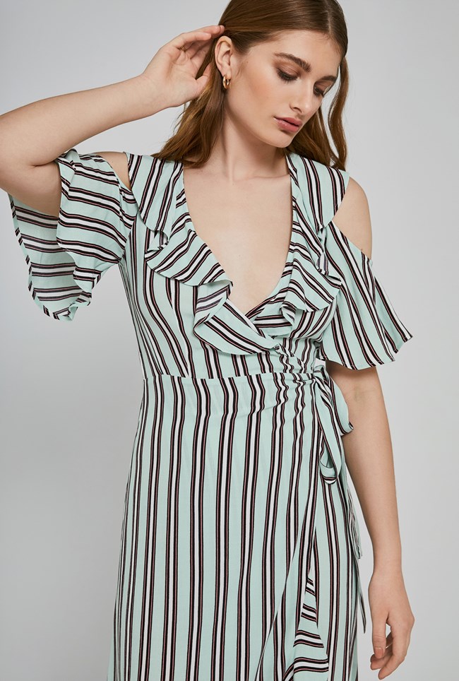 Lydia Striped Cold Shoulder Maxi Dress | Ghost London