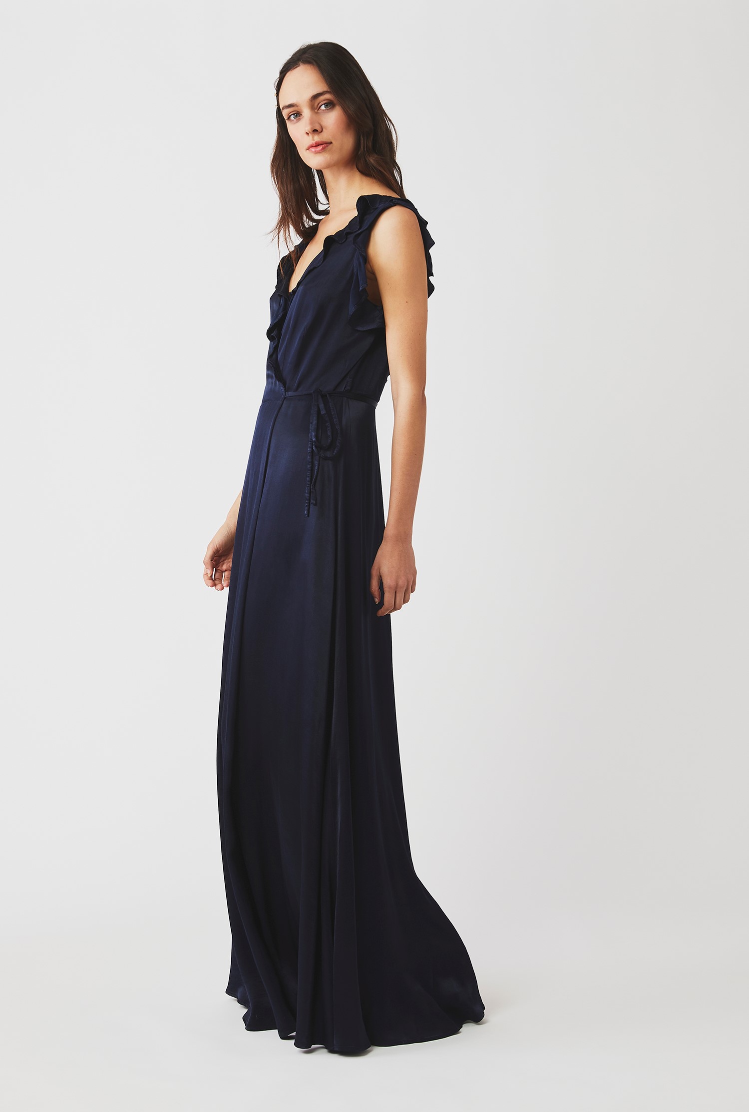 Satin Maxi Dress in Navy | Ghost London