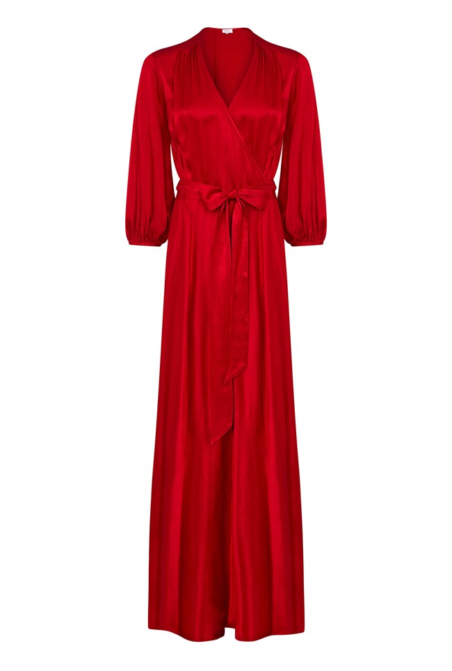 Gabrielle Long Satin Red Dress | Ghost London