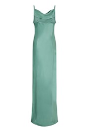 Stella Green Long Satin Dress with Side Split | Ghost London
