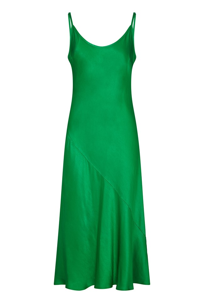 Sherry Green Satin Slip Dress | Ghost London