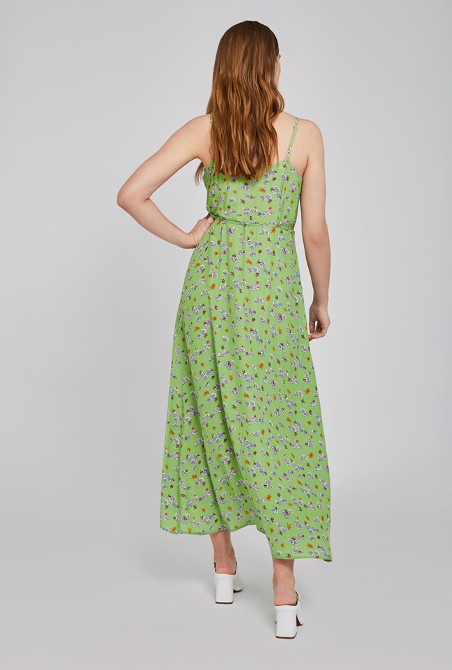 Bibi Green Floral V-Neck Wrap Dress | Ghost London