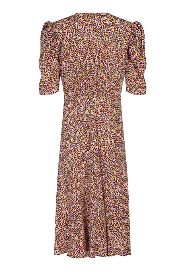 Crepe Midi Dress with Short Sleeves in Brown Print | Ghost London