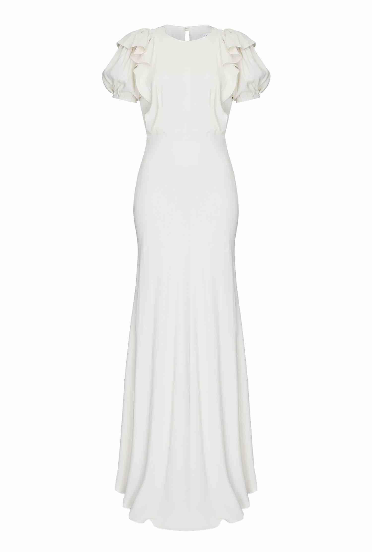 Delphine Cloud Dancer Satin Back Crepe Maxi Wedding Dress | Ghost ...
